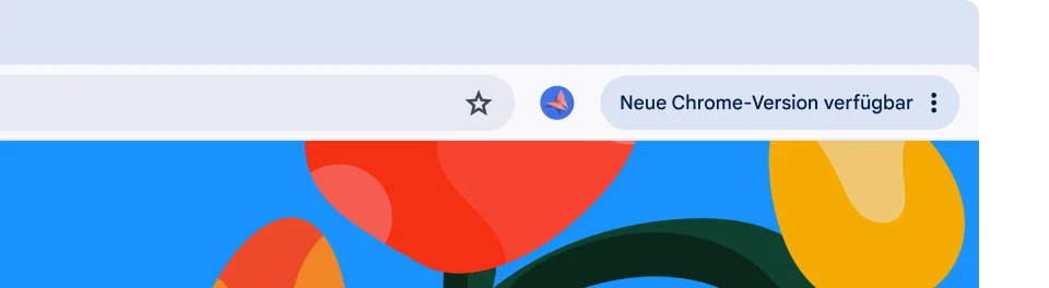 Die Benutzeroberfläche eines Browsers mit einem grünen Update-Button, der anzeigt, dass der Browser neu gestartet werden kann, um ein automatisches Update durchzuführen.