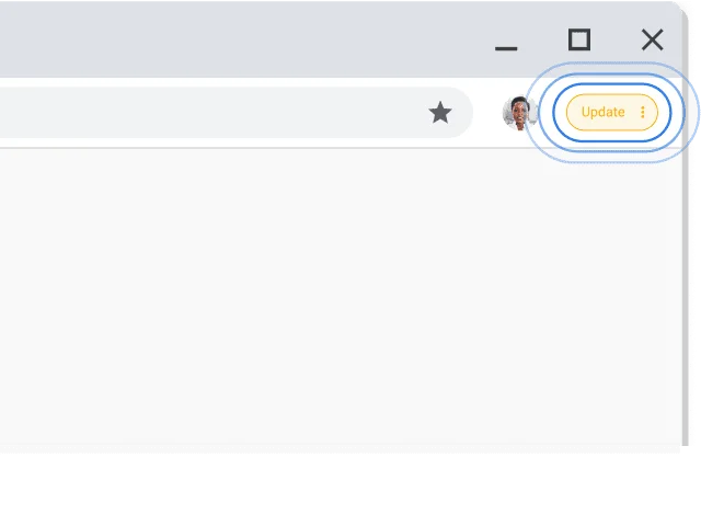 Top-right corner of Chrome browser window highlighting the update prompt.