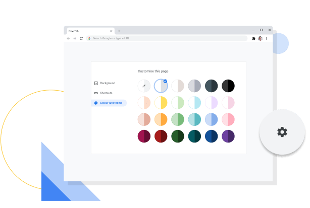 Image of the Chrome colour and theme customisation window.