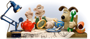 Wallace and Gromit Google header